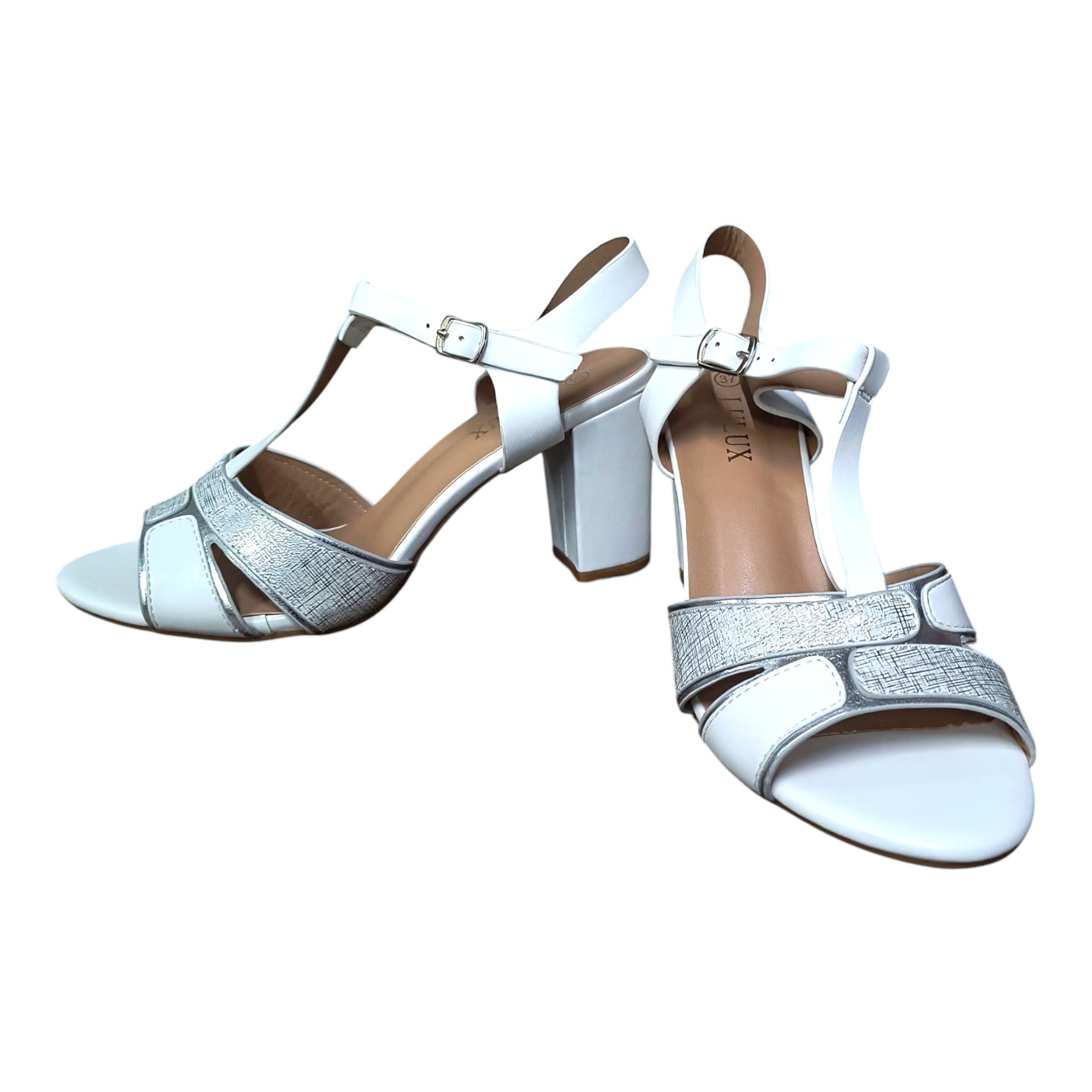 Sandale elegante din piele ecologică ED-01 alb