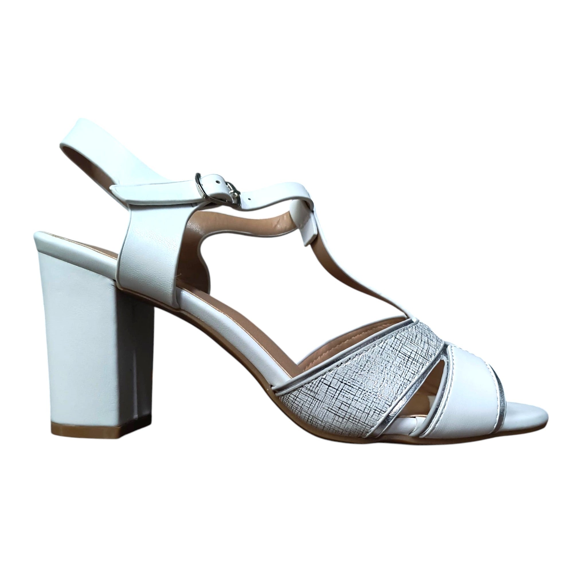 Sandale elegante din piele ecologică ED-01 alb