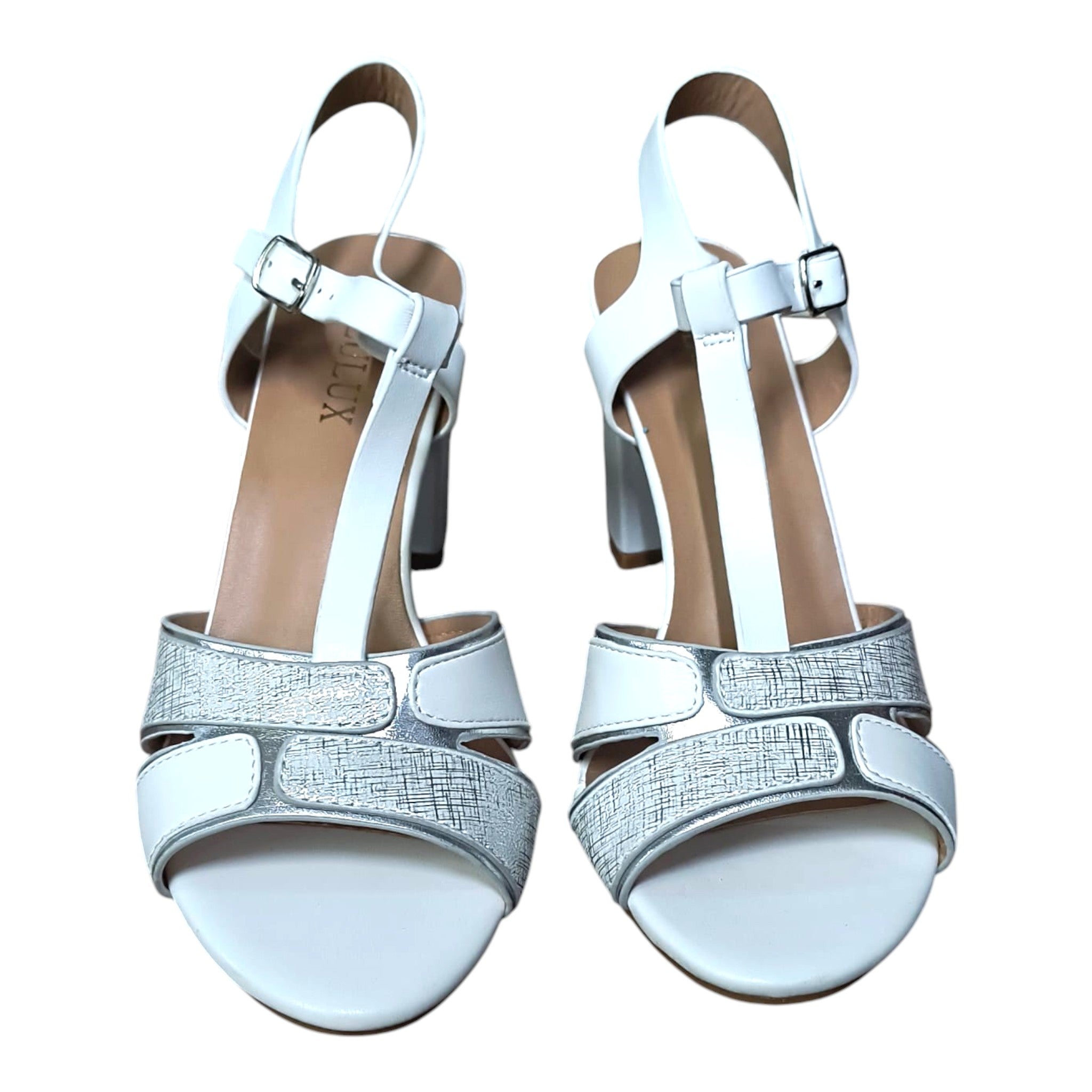 Sandale elegante din piele ecologică ED-01 alb