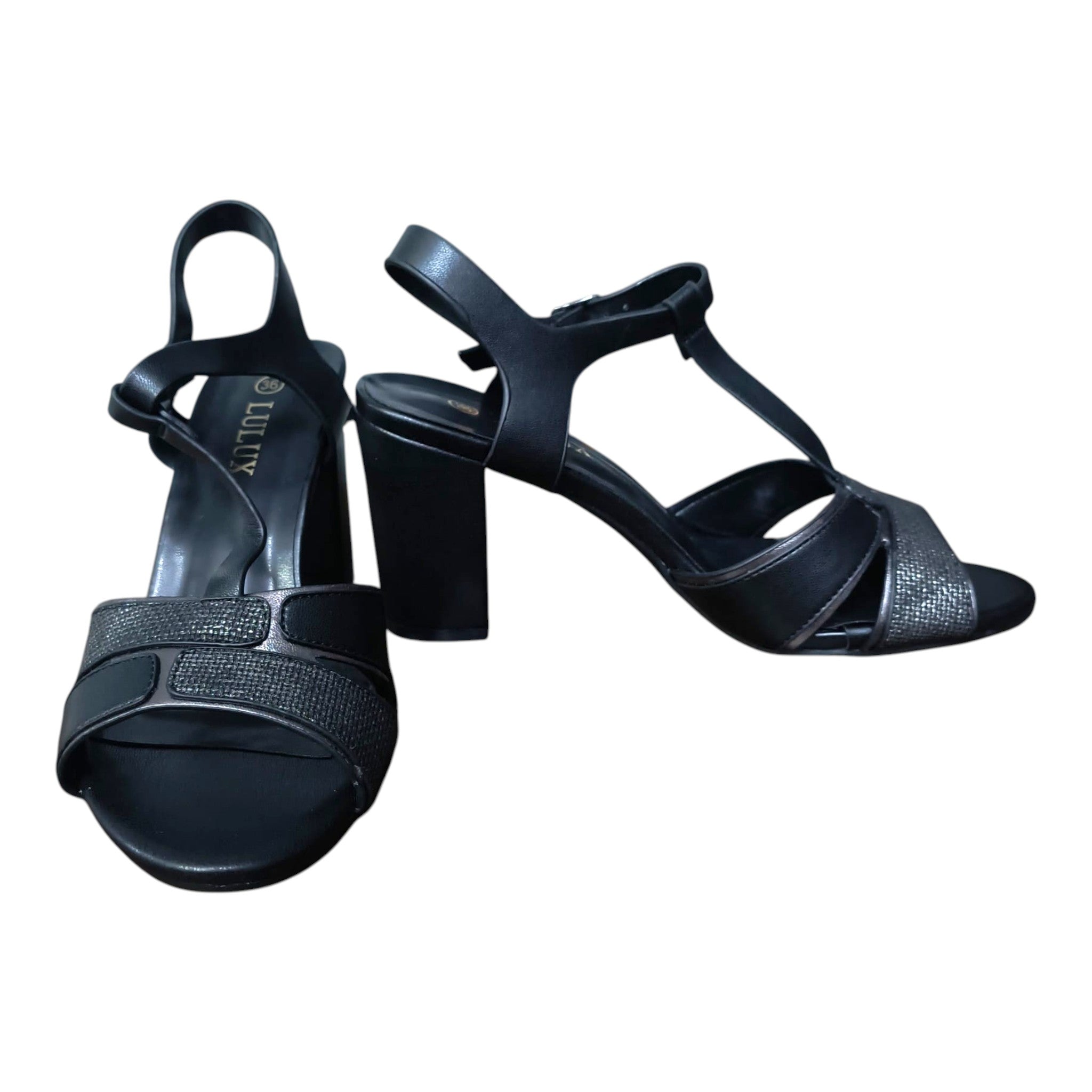 Sandale elegante din piele ecologică ED-01 negru