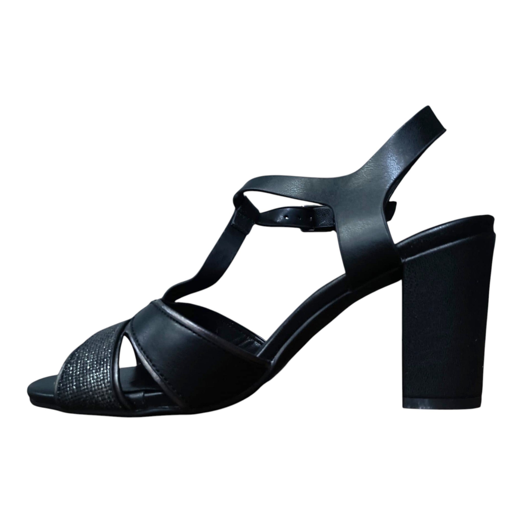 Sandale elegante din piele ecologică ED-01 negru