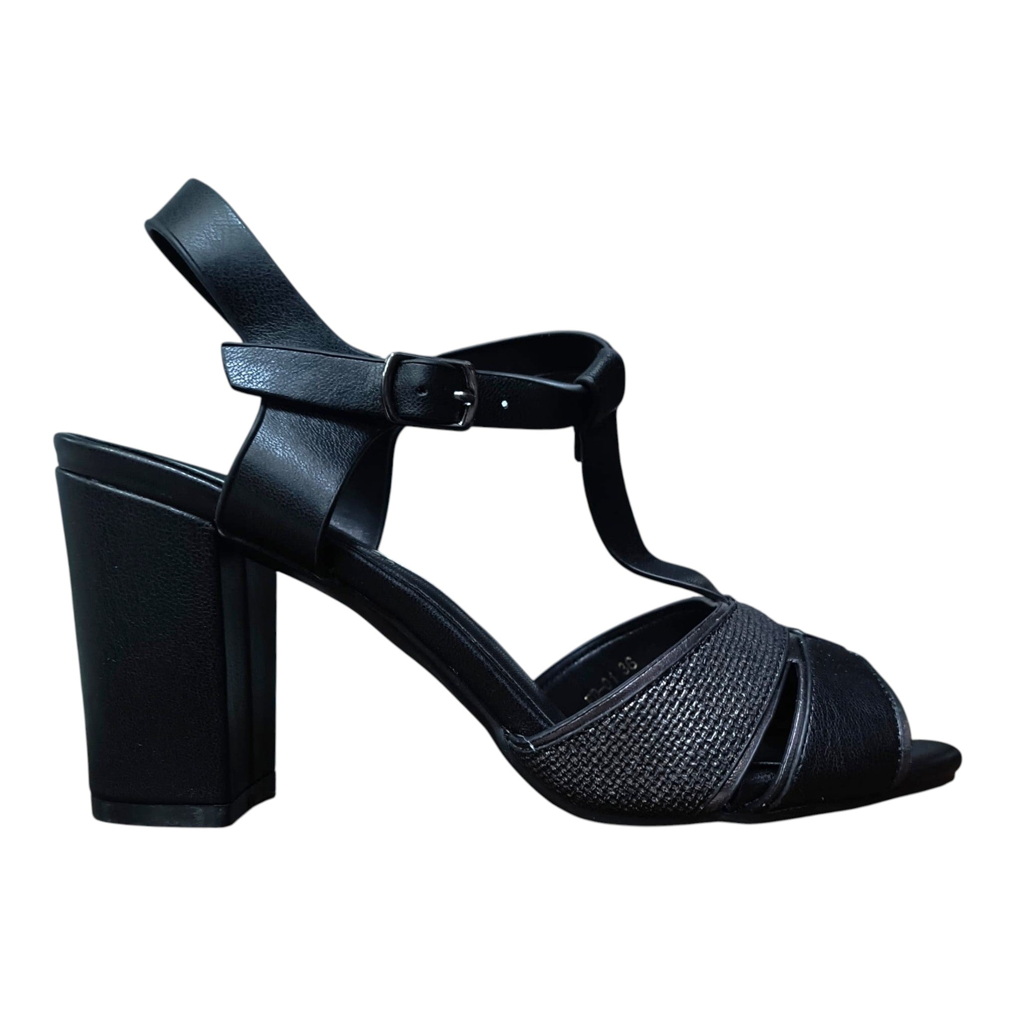 Sandale elegante din piele ecologică ED-01 negru