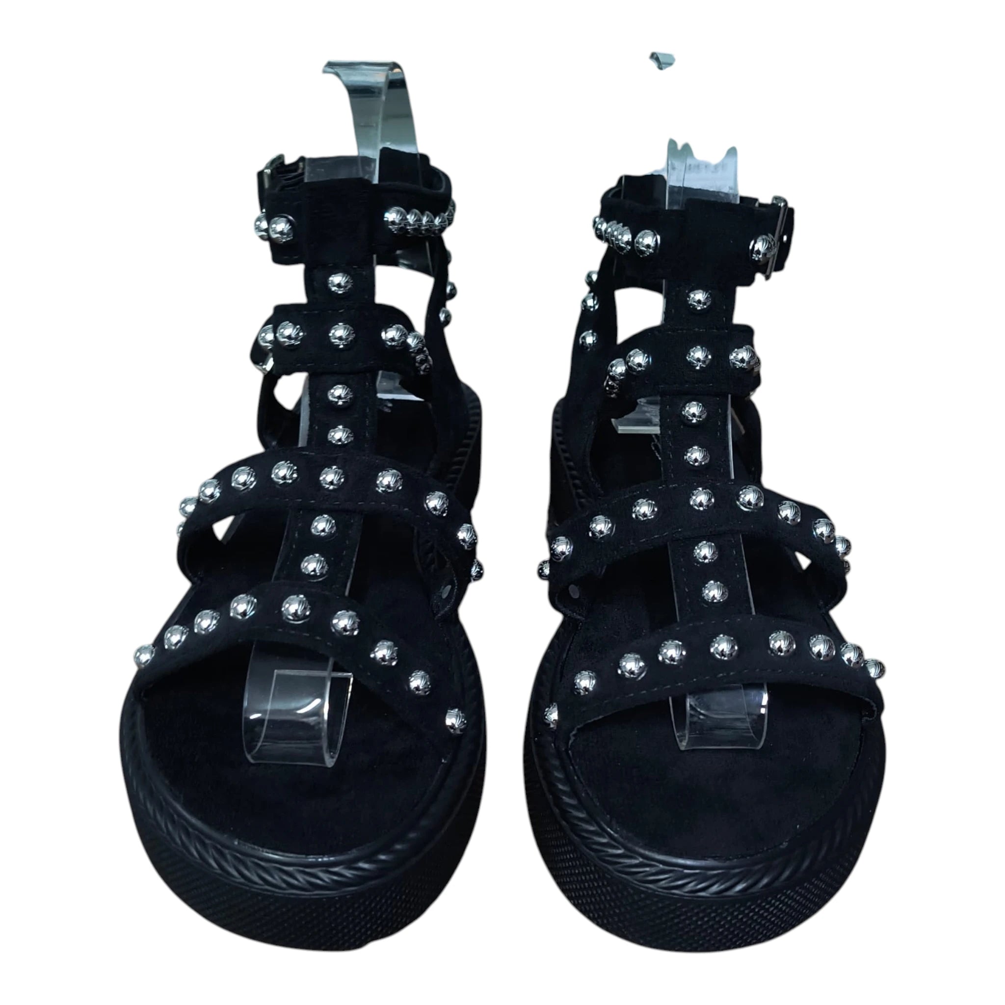 Sandale 521 negru cu aplicații metalice