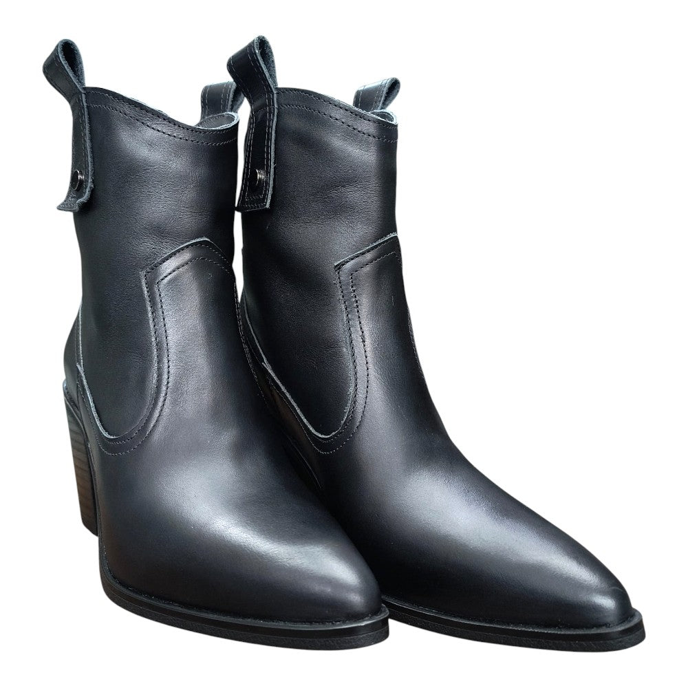 Botine din piele 4113 negru