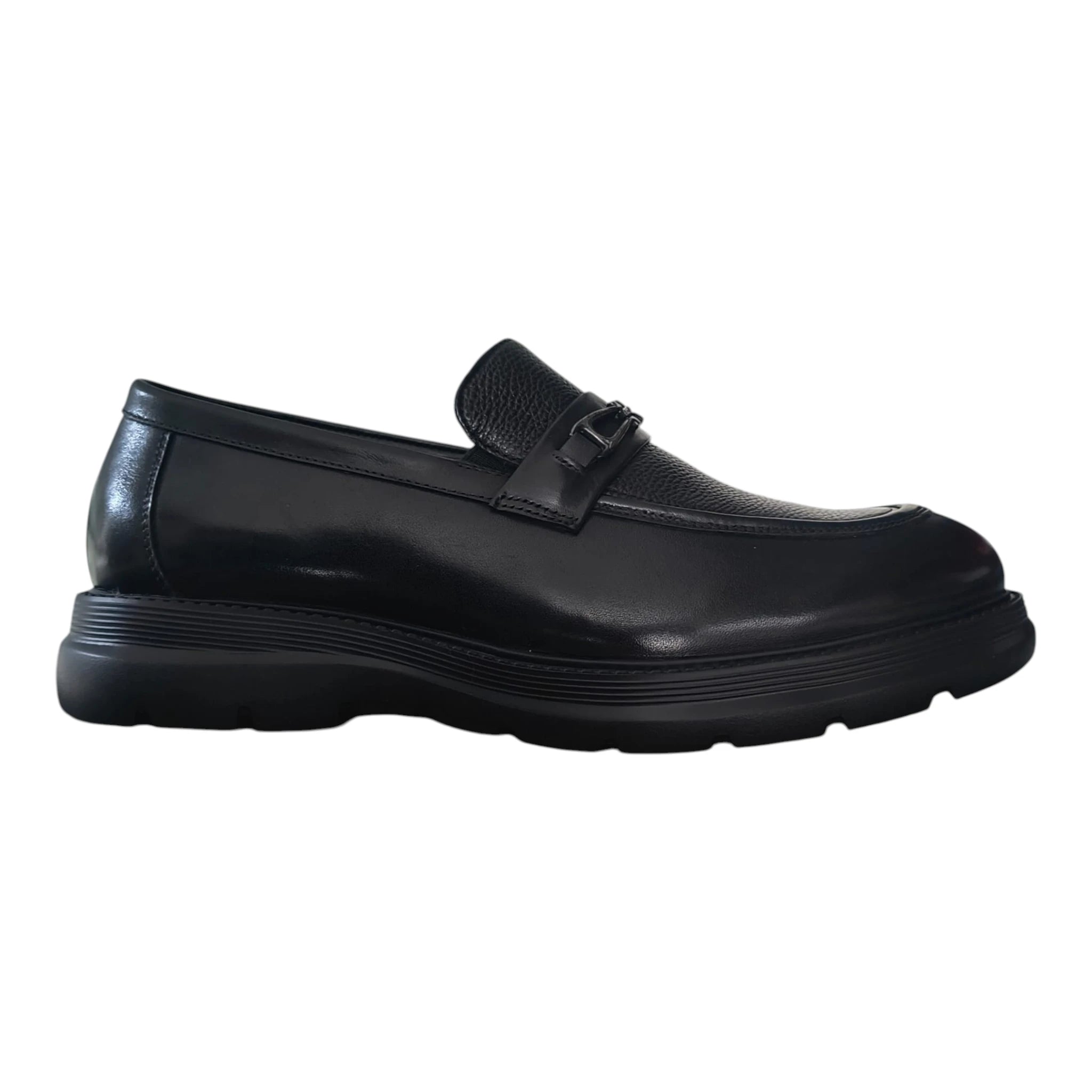 Loafers bărbați 1916108 negru cu  talpă groasă