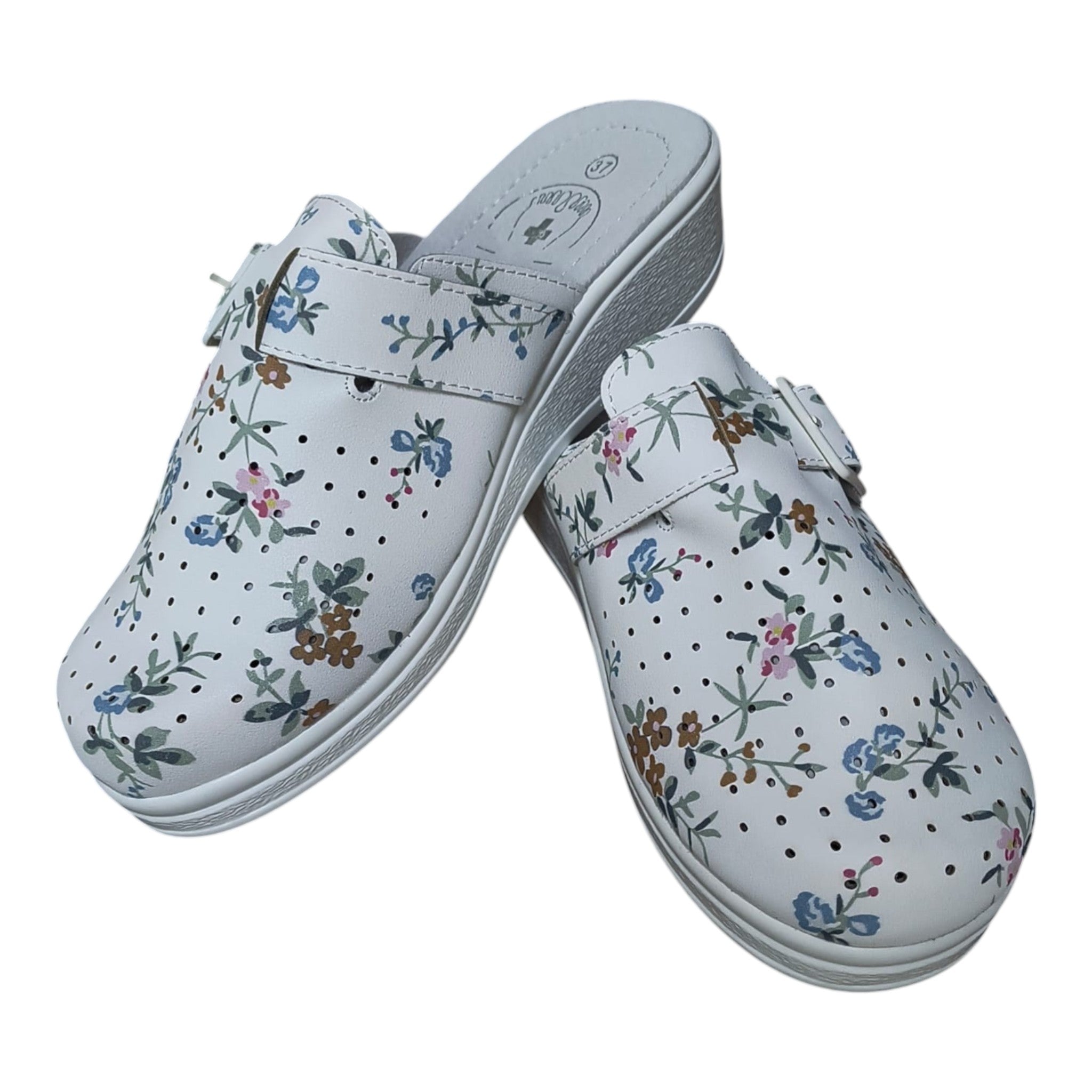 Saboti medicali damă cu imprimeu floral 7718A