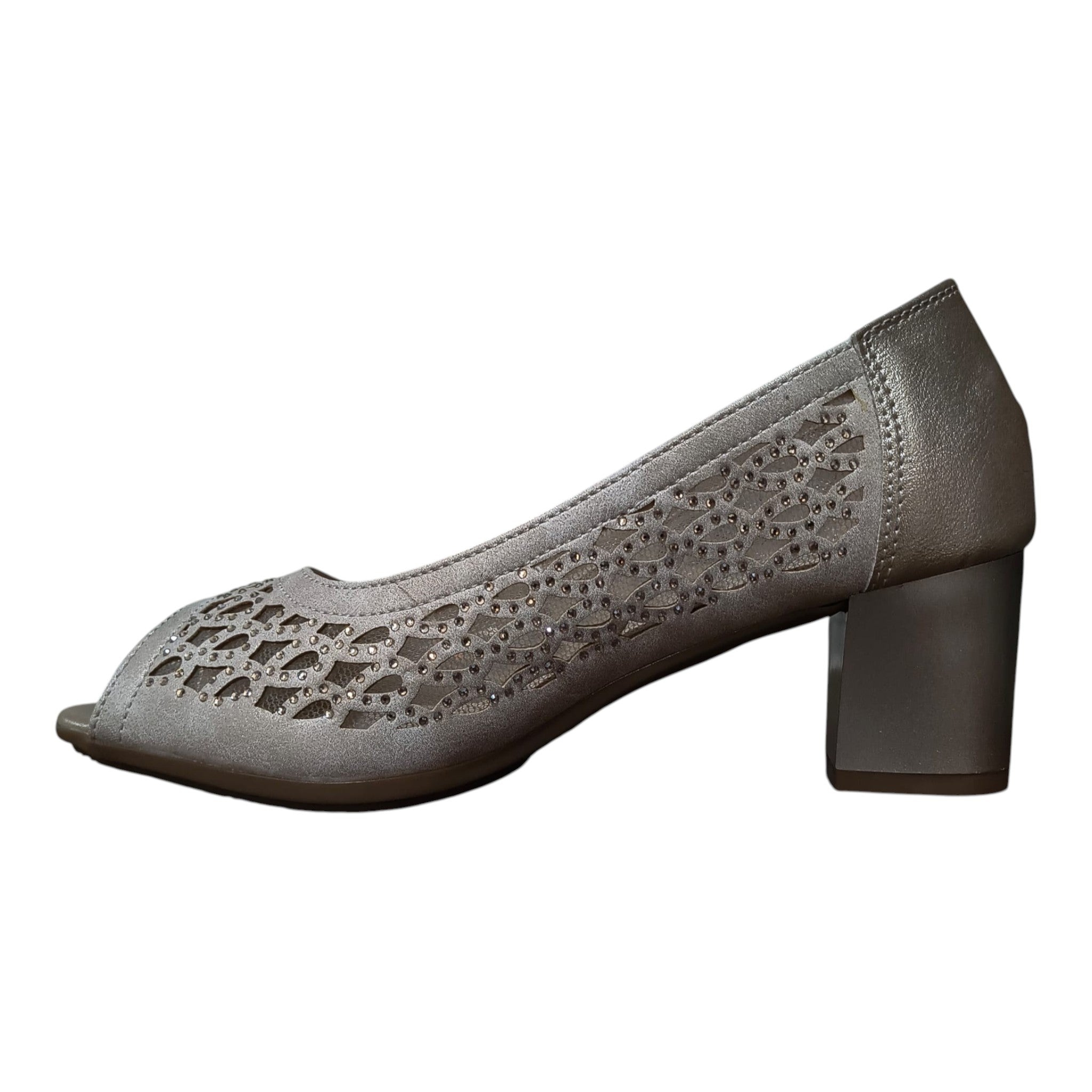Pantofi damă eleganți 613 aurii cu toc gros
