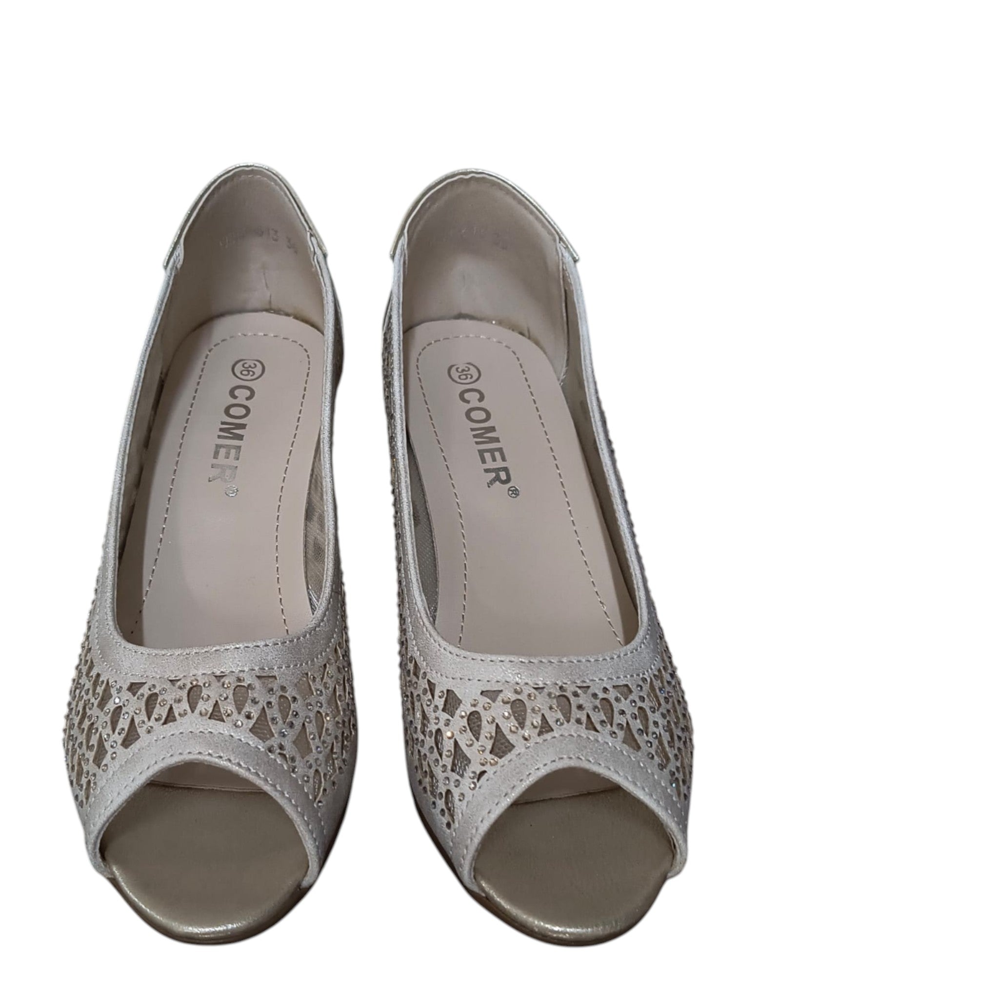 Pantofi damă eleganți 613 aurii cu toc gros