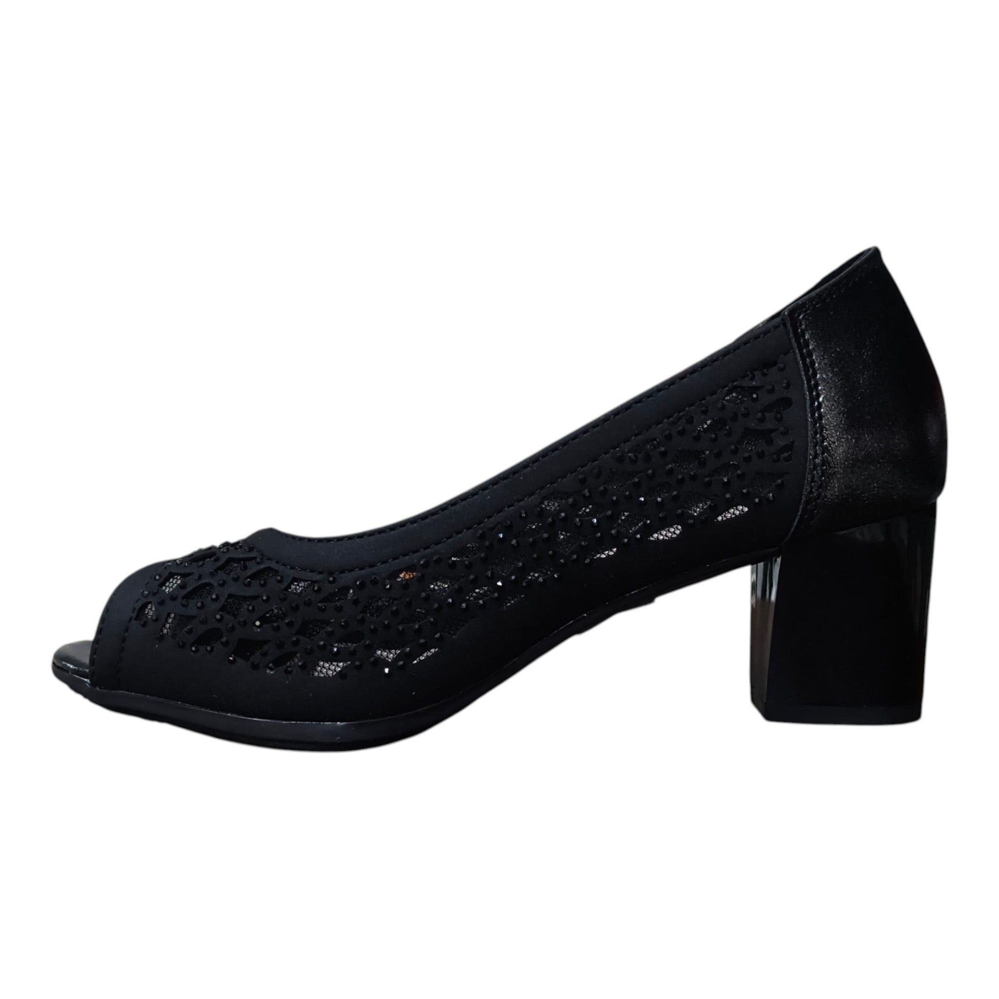 Pantofi damă eleganți 613 negru cu toc gros