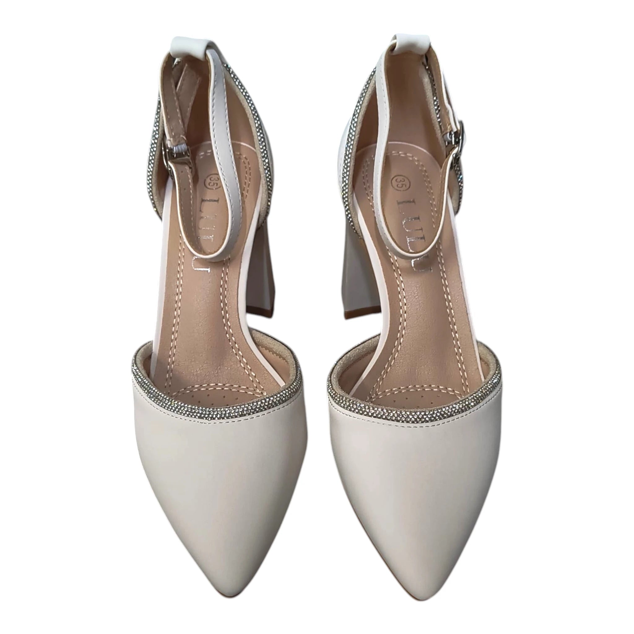 Pantofi damă eleganți 50 bej cu toc gros