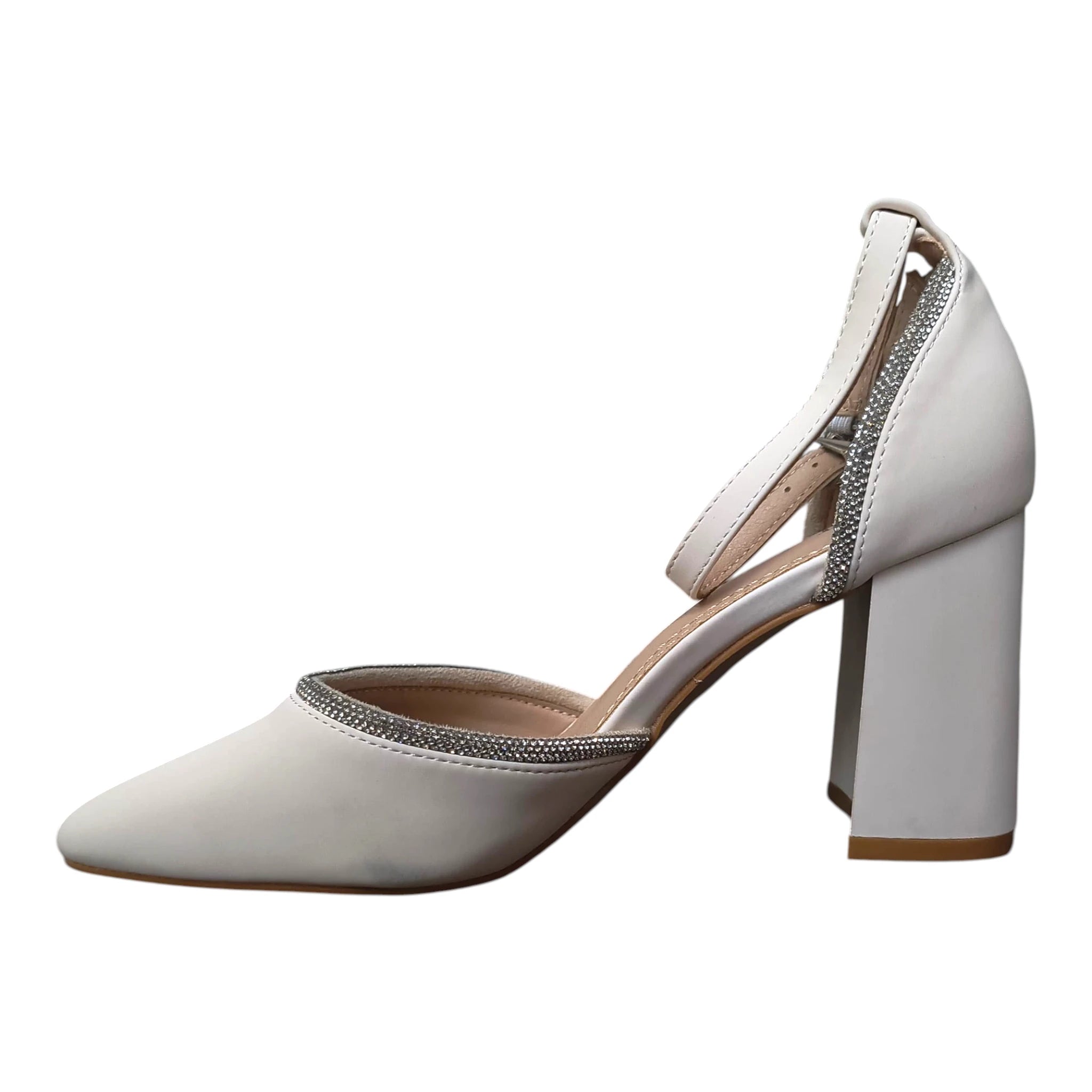 Pantofi damă eleganți 50 bej cu toc gros