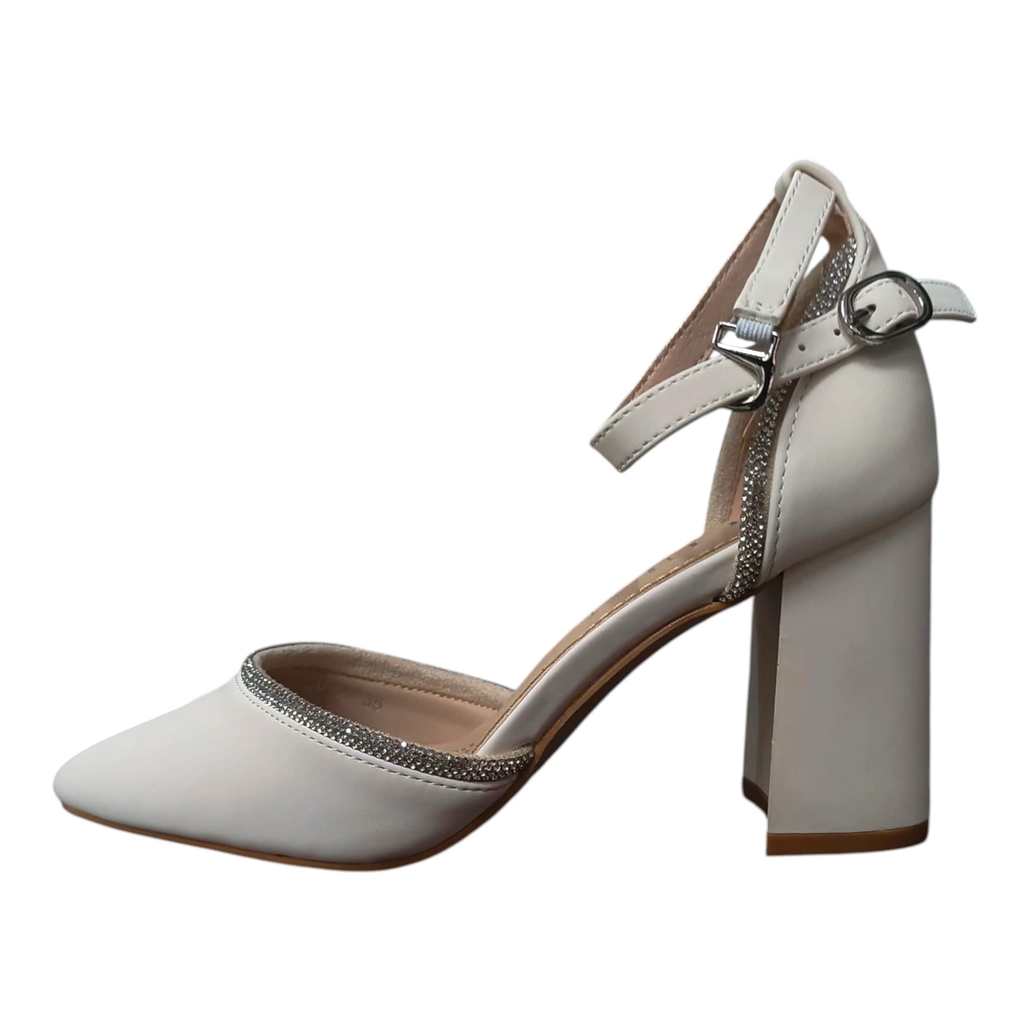Pantofi damă eleganți 50 bej cu toc gros