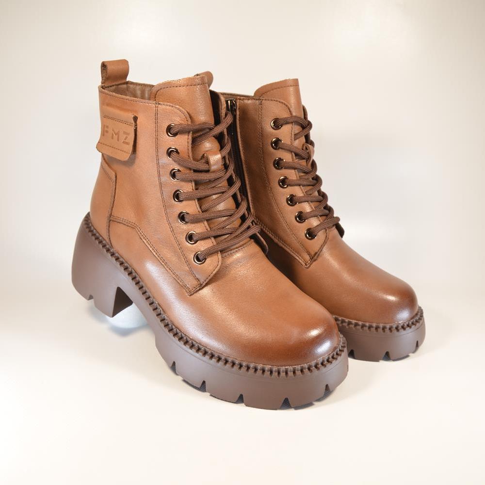 ghete cu platforma din piele naturala 8099 maro