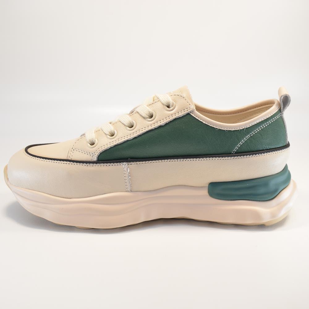Pantofi sport damă bej cu detalii verzi 5092