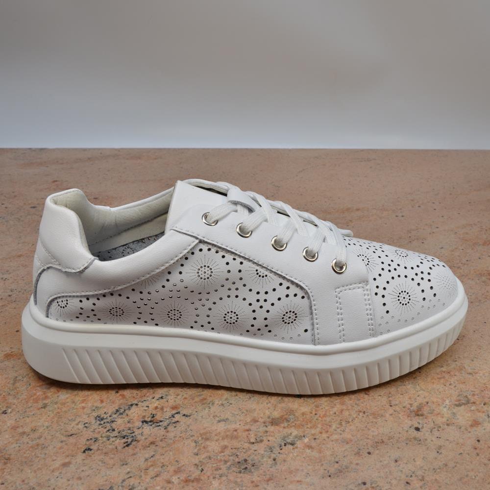 Pantofi casual 87983 alb perforati