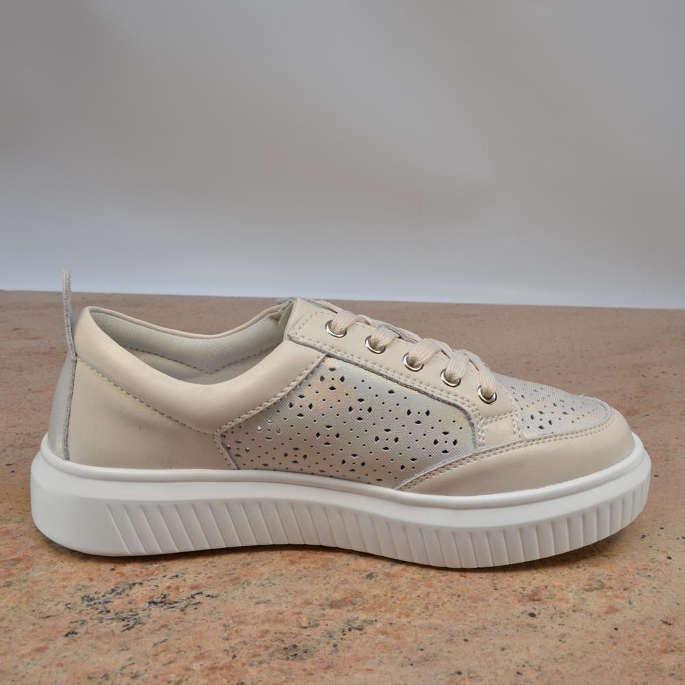 Pantofi casual 87983 crem perforati