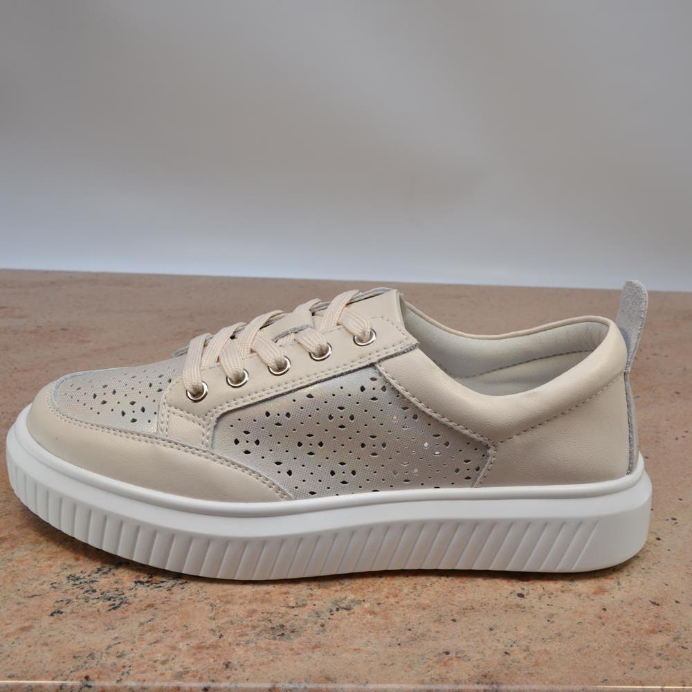 Pantofi casual 87983 crem perforati