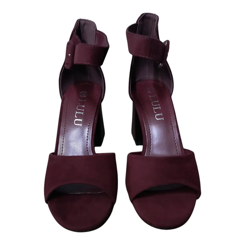 Sandale damă bordo cu toc gros LU-103