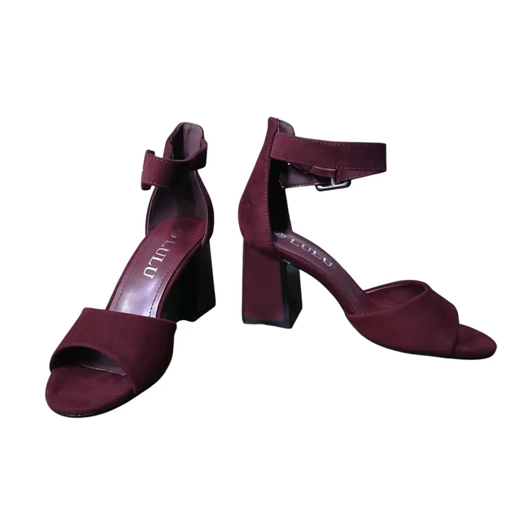 Sandale damă bordo cu toc gros LU-103