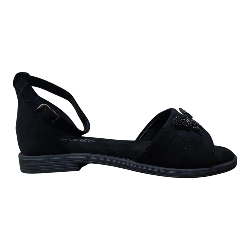 Sandale negre cu fluture strălucitor 528