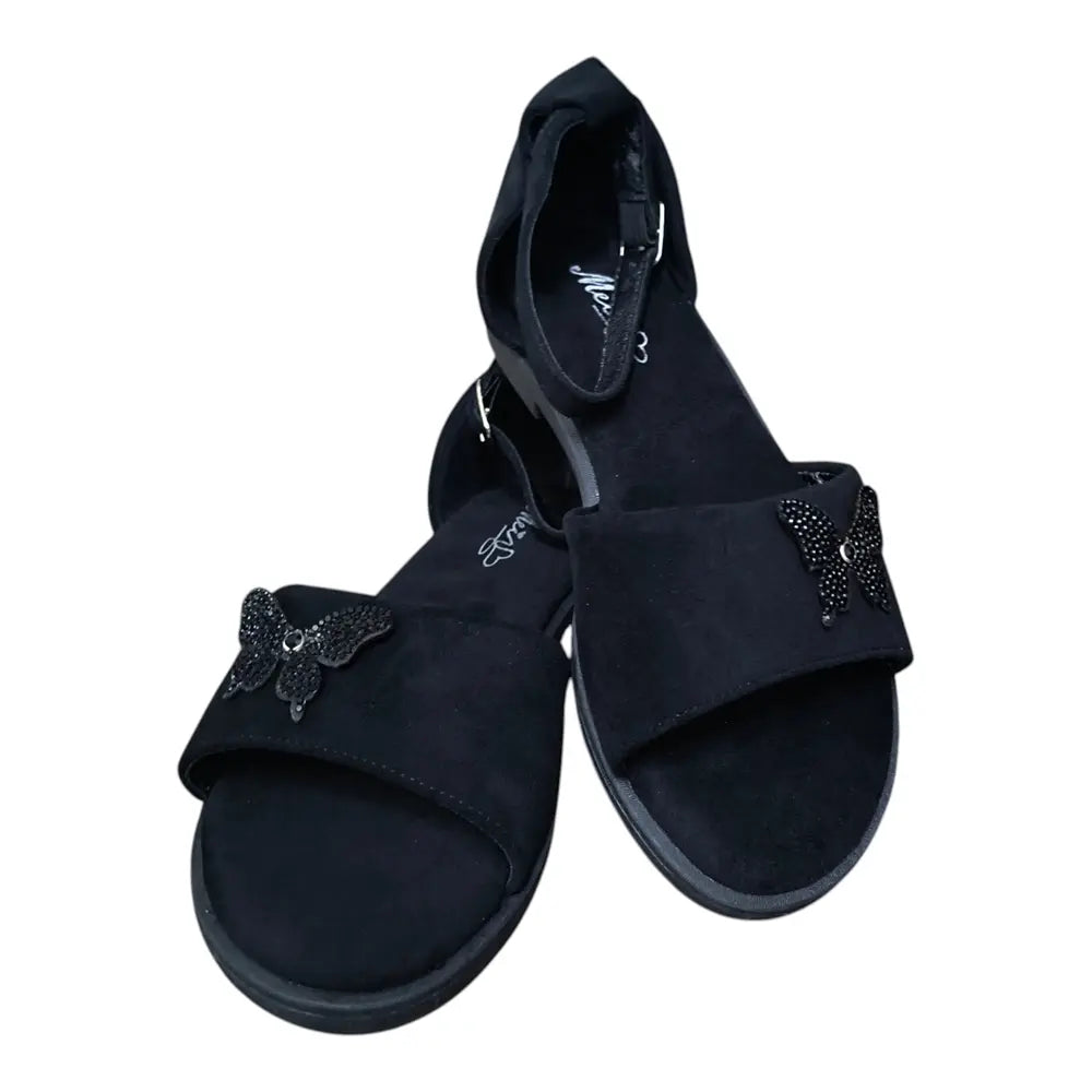 Sandale negre cu fluture strălucitor 528