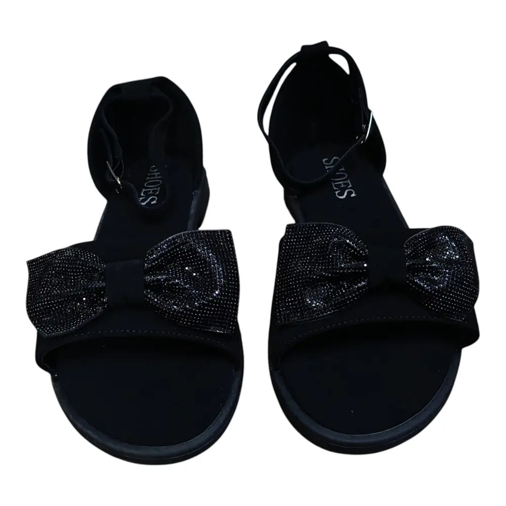 Sandale negre cu fundă decorativă 525
