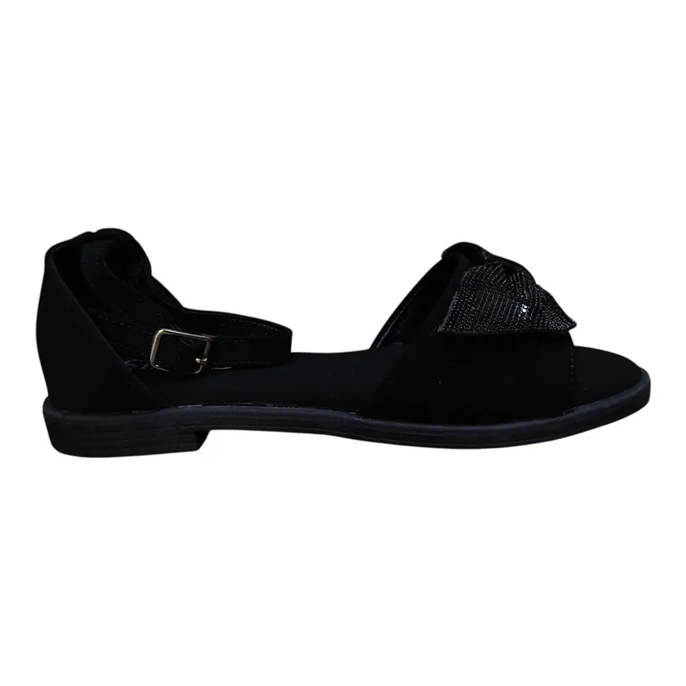 Sandale negre cu fundă decorativă 525