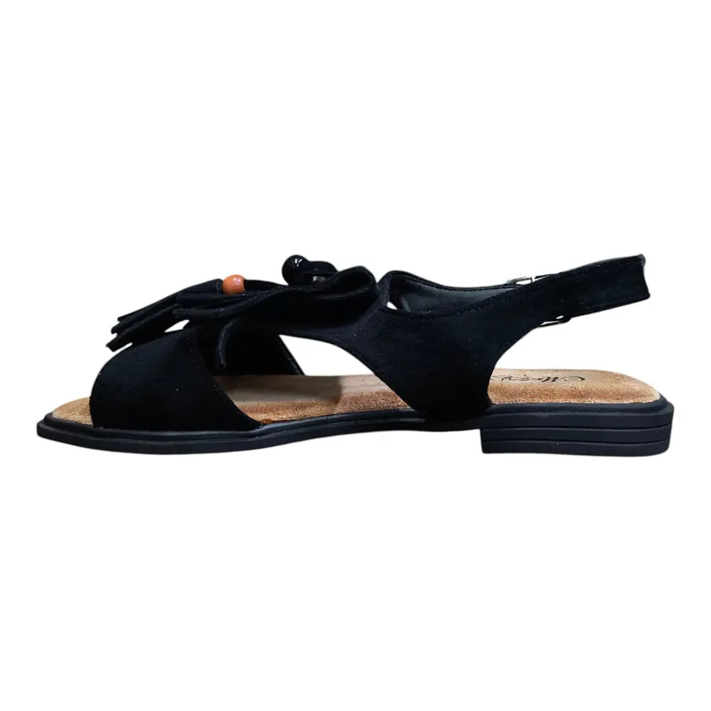Sandale negre joase cu franjuri 571