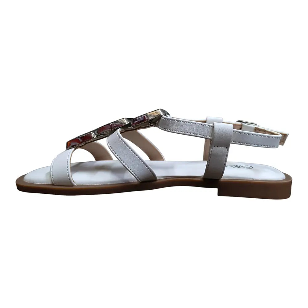 Sandale albe cu detalii metalice 577