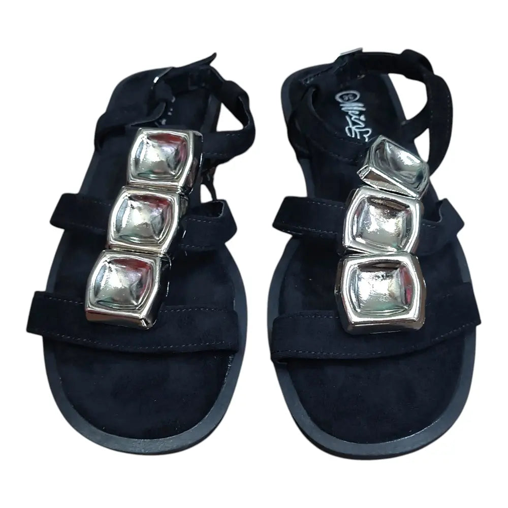 Sandale negre cu detalii metalice 577
