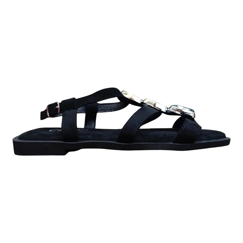 Sandale negre cu detalii metalice 577
