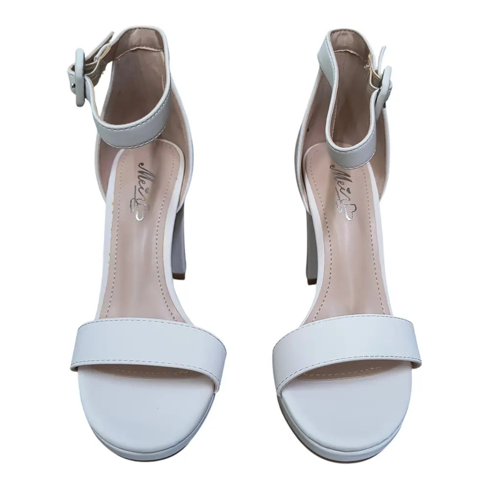 Sandale bej sidefat K22 cu toc gros