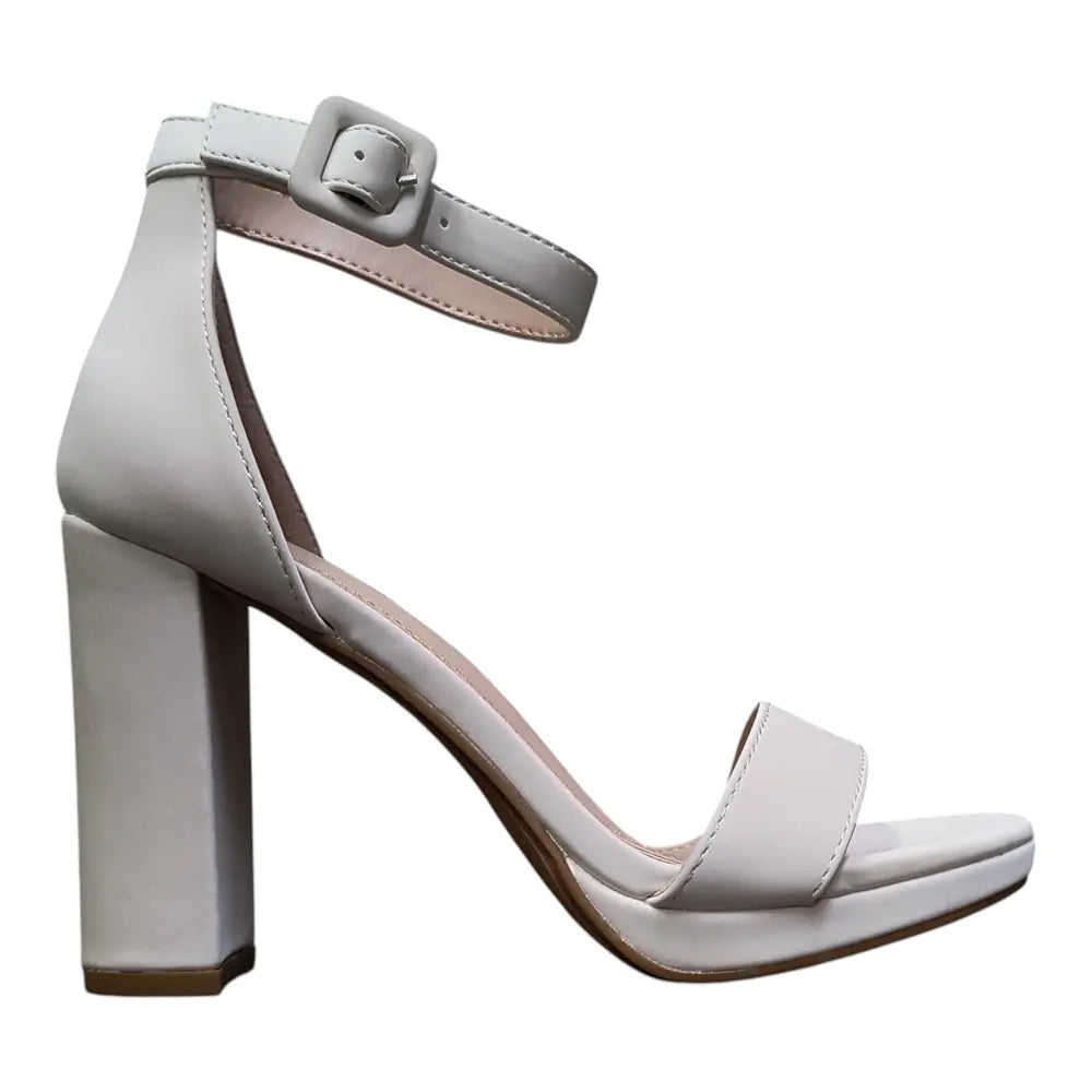 Sandale bej sidefat K22 cu toc gros