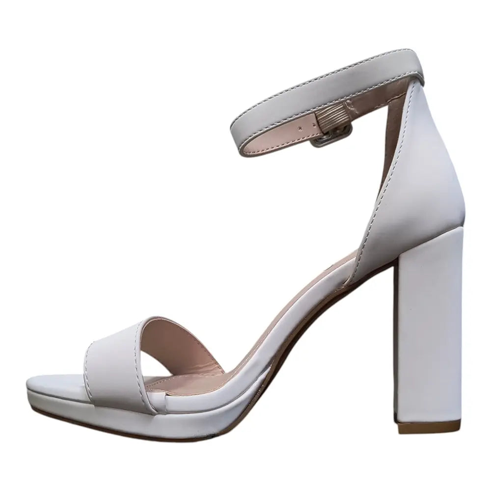 Sandale bej sidefat K22 cu toc gros