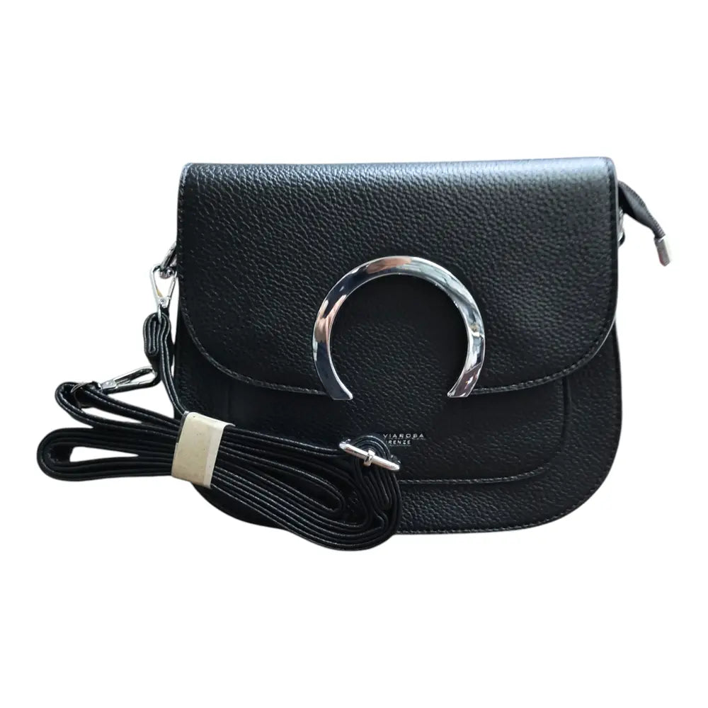 Geantă damă SR25 negru cu accesoriu metalic