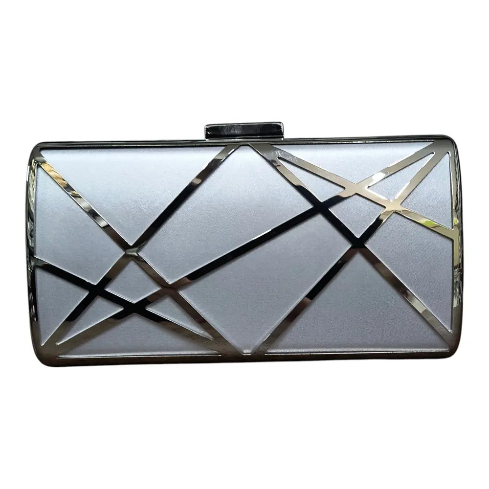 Poșetă argintie 613 cu model geometric