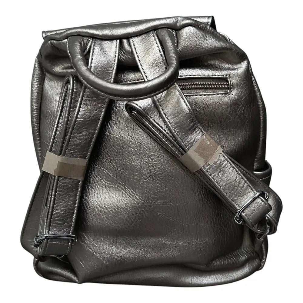 Rucsac gri metalizat 8017 cu fermoare multiple