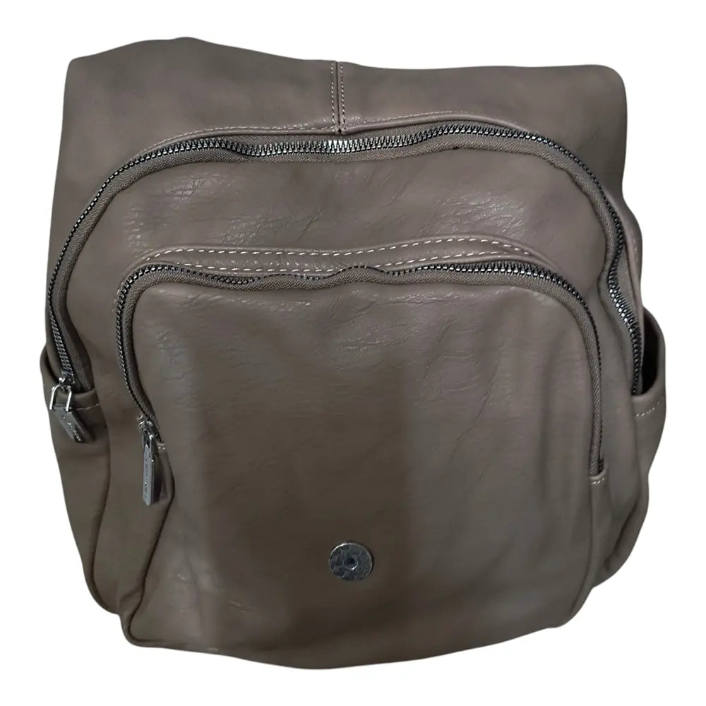 Rucsac taupe 8017 cu fermoare multiple