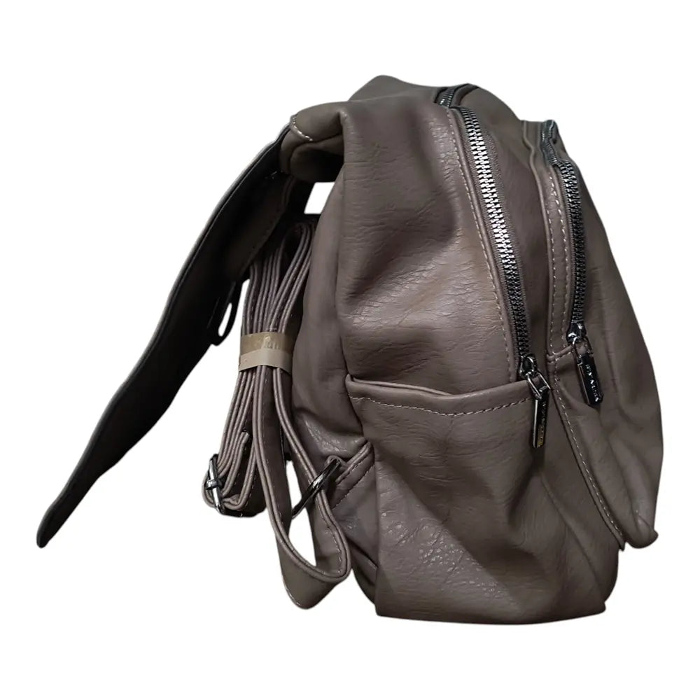 Rucsac taupe 8017 cu fermoare multiple