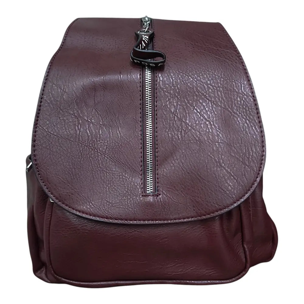Rucsac vișiniu 8017 cu fermoare multiple
