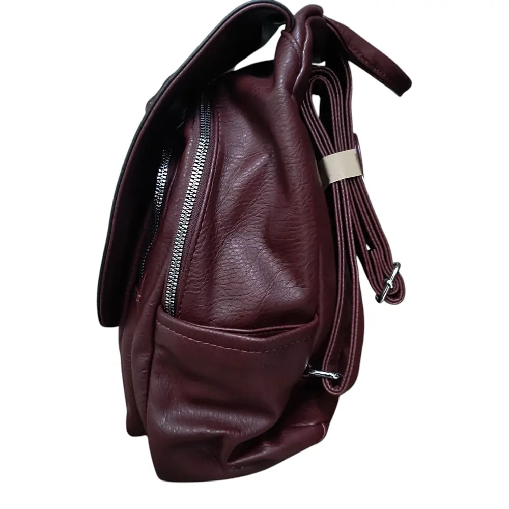 Rucsac vișiniu 8017 cu fermoare multiple