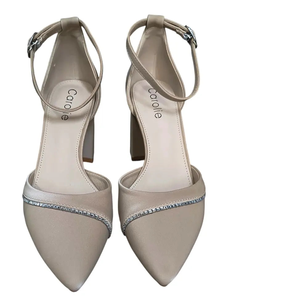 Pantofi damă 153 kaki cu toc gros