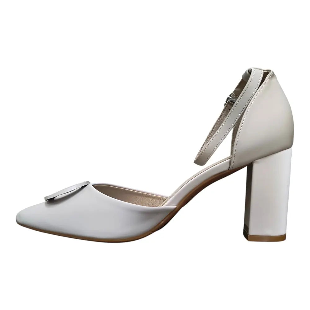 Pantofi damă L161 apricot cu toc gros
