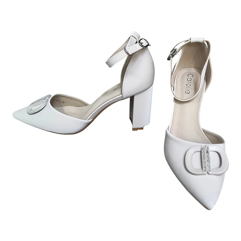 Pantofi damă L161 apricot cu toc gros