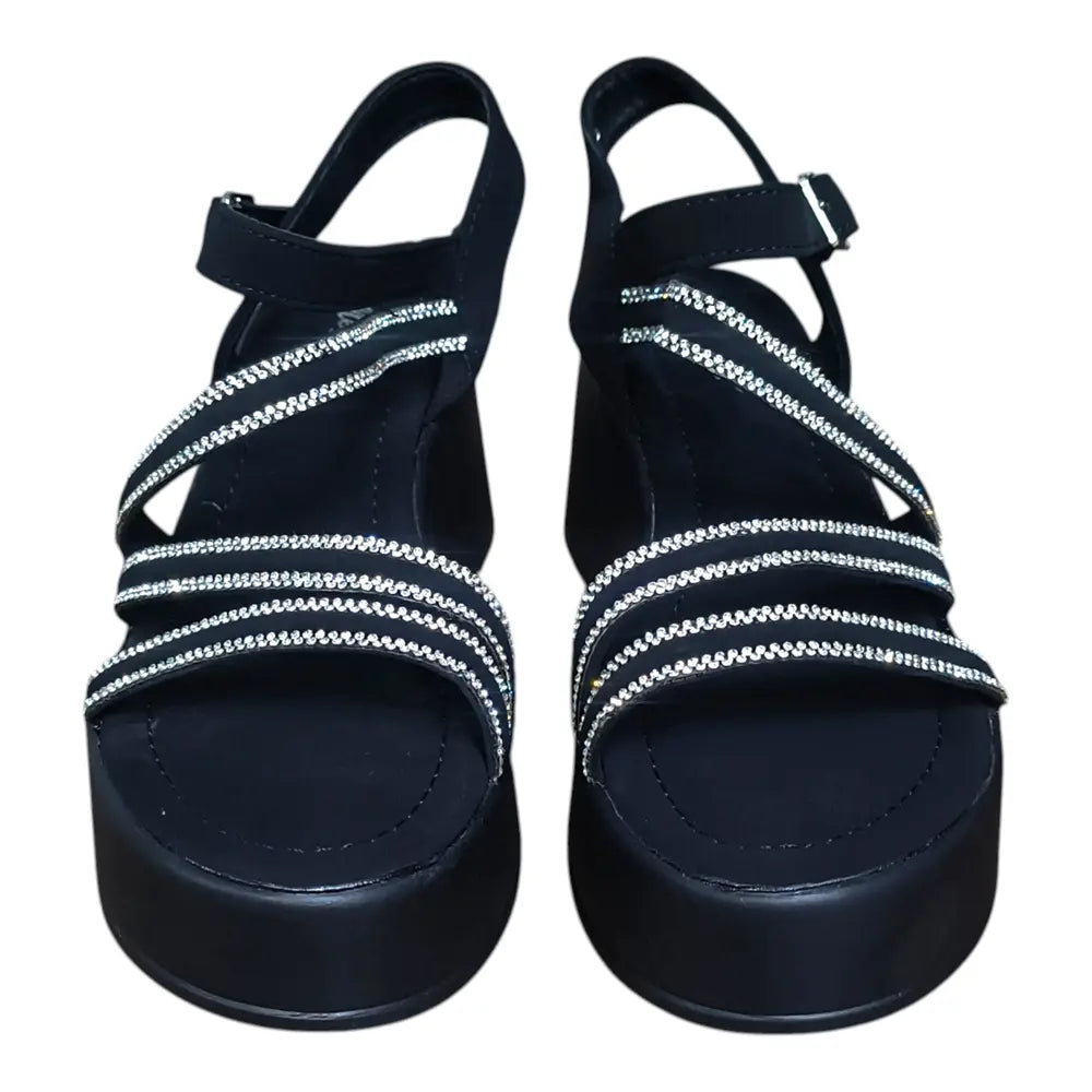 Sandale damă negre 578 cu platformă și barete