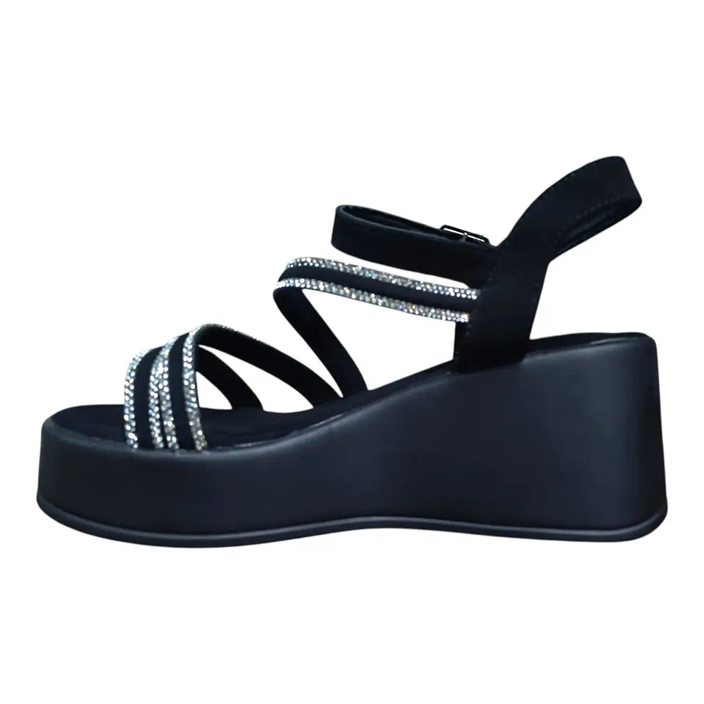Sandale damă negre 578 cu platformă și barete