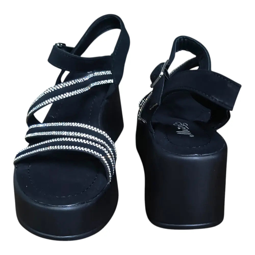 Sandale damă negre 578 cu platformă și barete