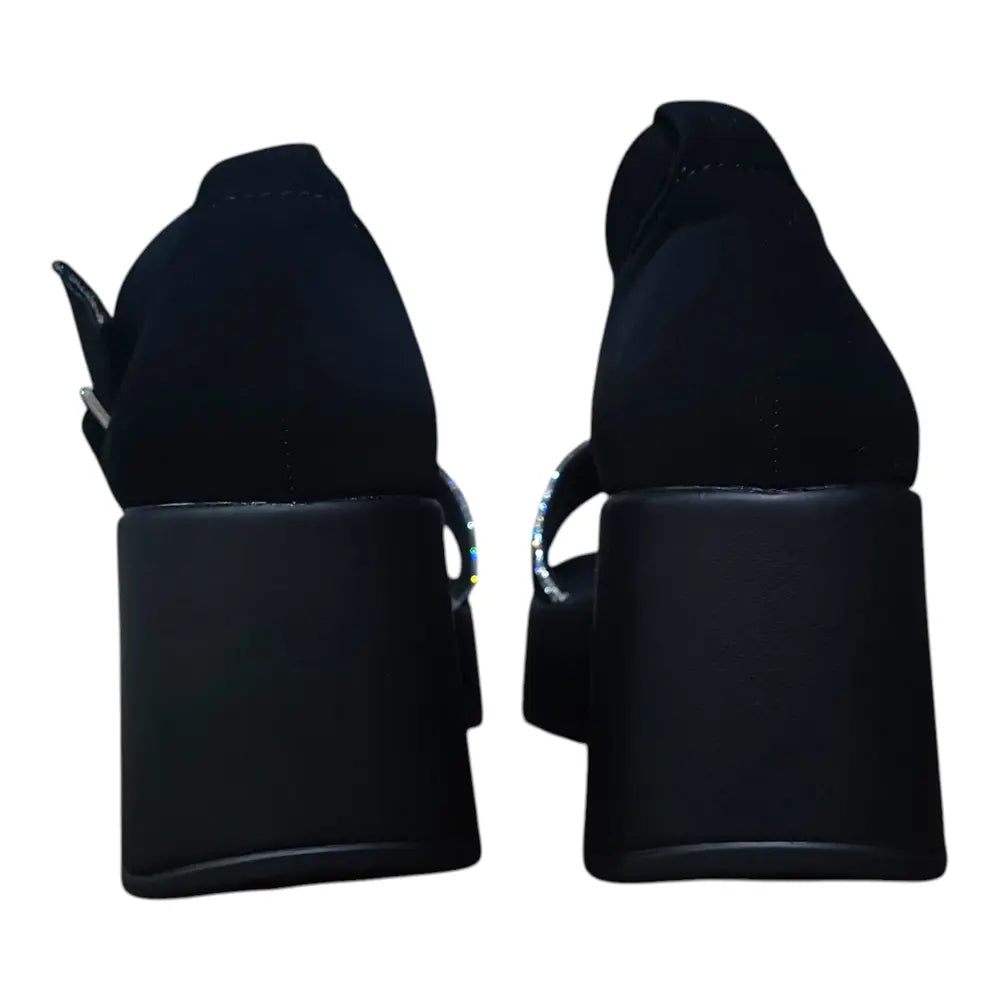 Sandale damă negru cu platformă și baretă 576