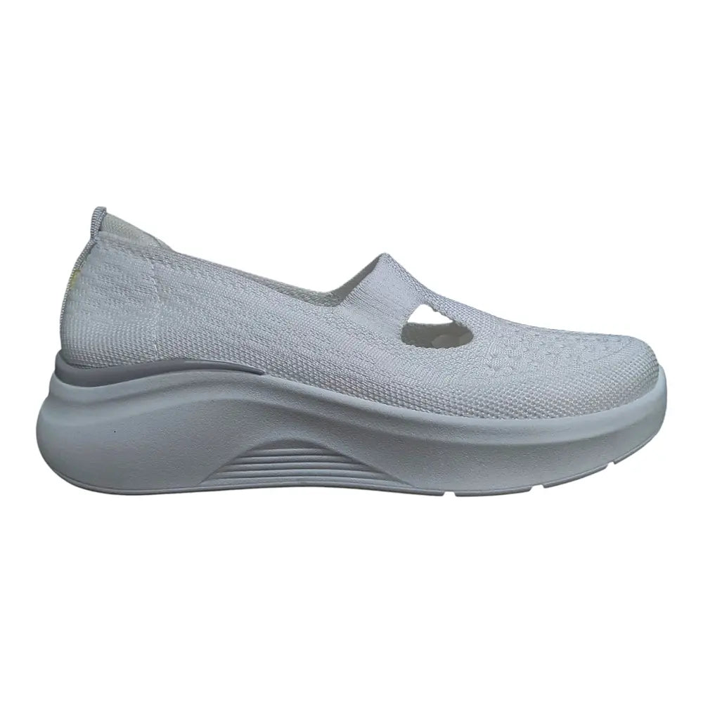 Pantofi sport albi slip-on cu talpă înaltă LA347