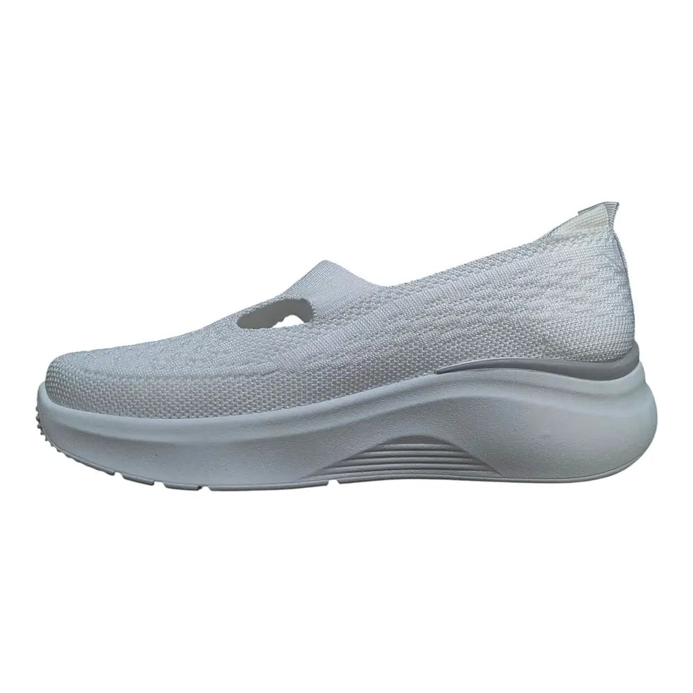 Pantofi sport albi slip-on cu talpă înaltă LA347
